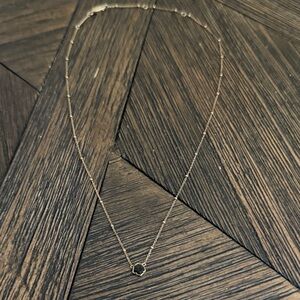 Kendra Scott Vanessa Necklace 18k Gold Vermeil Black Drusy Dainty Layering